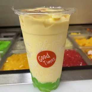 Mango Cream Blend With Green Apple Jelly.