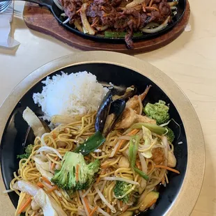 Spicy pork and yakisoba