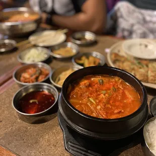 a table full of food