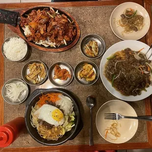 a table full of food