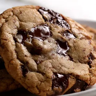 Freshly baked chocolate chip cookies