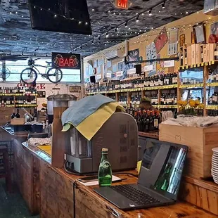 a view of a wine shop