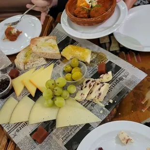 Cheese plate, and meatballs