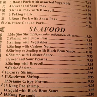 menu