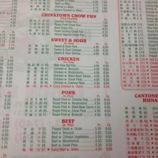 menu