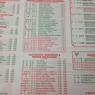 the menu