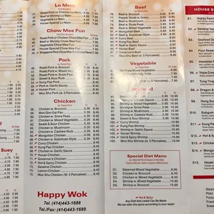 Latest menus as of November 2017
