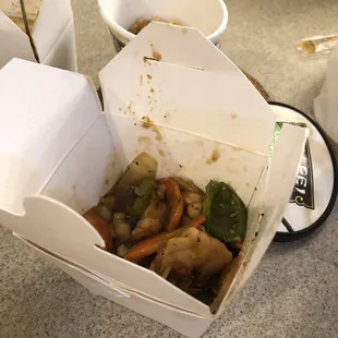 a take out box of food
