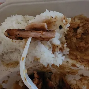 rice, meat, and sauce