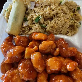 Orange chicken lunch special