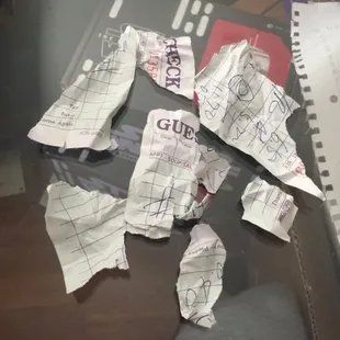 My receipt after I requested it back when I noticed my credit card information was wiring ten on the back.