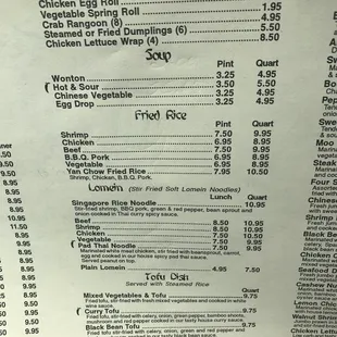 menu