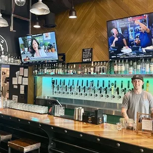 Our dear friend Simon controls the bar