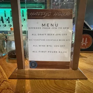 Happy Hours Menu