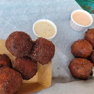 a tray of fried food