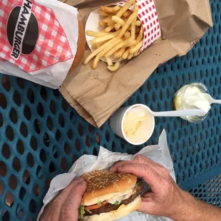 Burger and fries