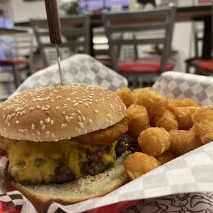 Classic Arizona Burger with tots