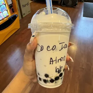 Coconut Ice Blend with Almond Milk and Boba