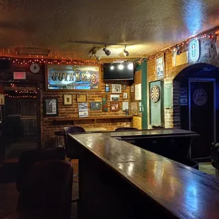 a bar with lights