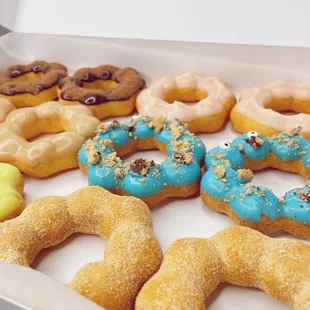 a variety of donuts in a box