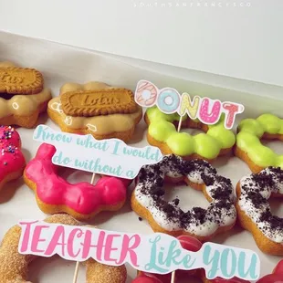 Custom teacher appreciation theme mochi donuts