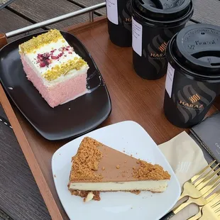 Rose milk cake, Biscoff cheesecake and Yemeni tea