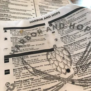 beer menu with cheese