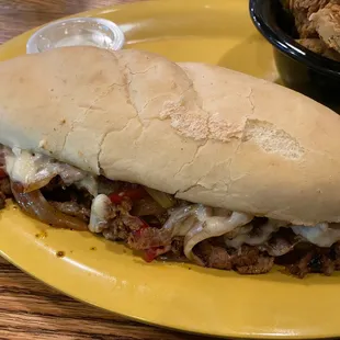 The cheesesteak sandwich, look at that crappy bread
