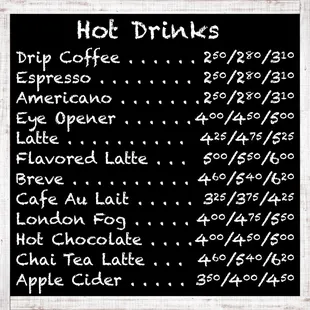some of our hot drink options