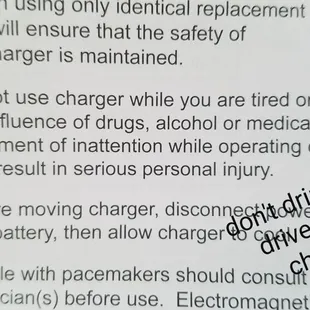 Battery charger instructions to be used on an AGM battery.