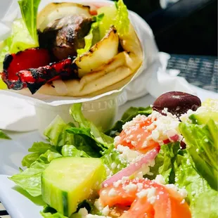 Lamb pita and Greek Salad