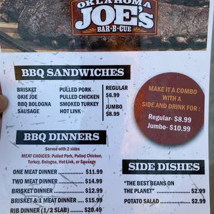 a menu for a bbq sandwich