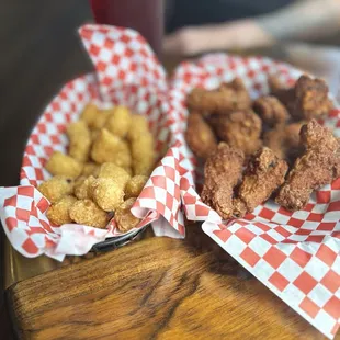 Tater tots and salt and pepper wings