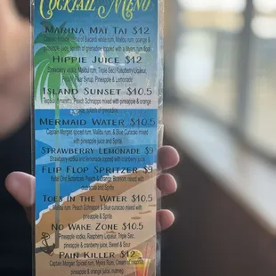 Drink menu