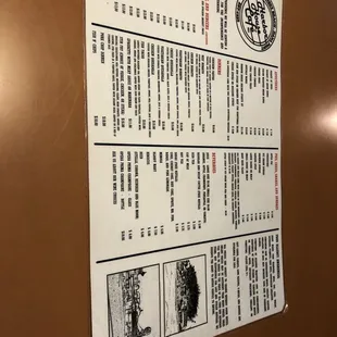 Back of menu.