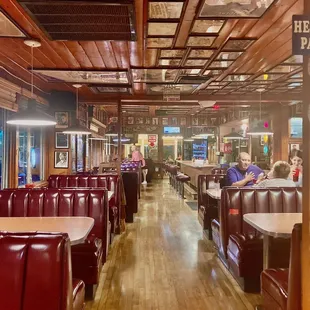 Inside, cute booths and rockin decor