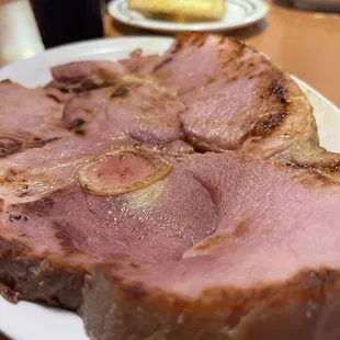 Old Fashioned Bone-In Ham Steak and Two Eggs