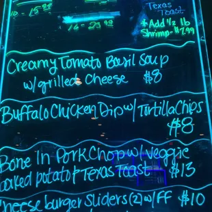 Today&apos;s specials board
