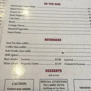 menu