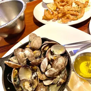 Happy Hour Heaven, each $12, clams and calamari, DELICIOUS