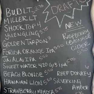 Drink menu