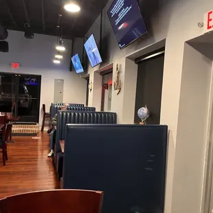 a view of the dining area of a restaurant