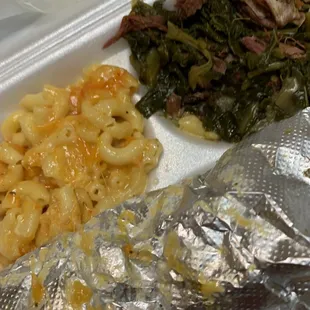 Greens &amp;Mac and cheese