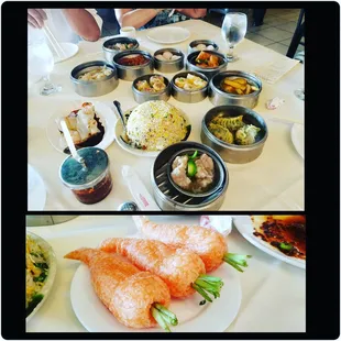 a variety of seafood dishes