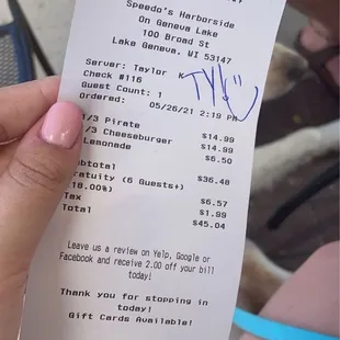 As you can see they put guest count as one, then put in gratuity as (6 guests) which there was only two of us and our pup.