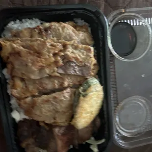 meat jun bbq chicken rice zucchini jun
