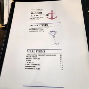 Dinner Menu