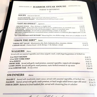 Dinner Menu