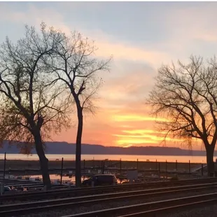 the setting of a beautiful sunset