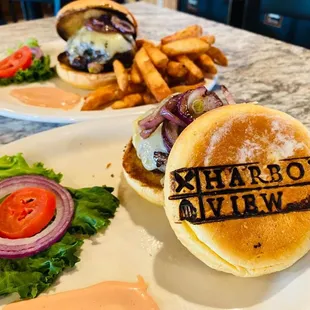 a burger and fries